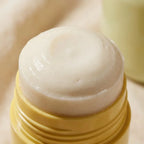 Vanilla and pistachio solid balm close-up