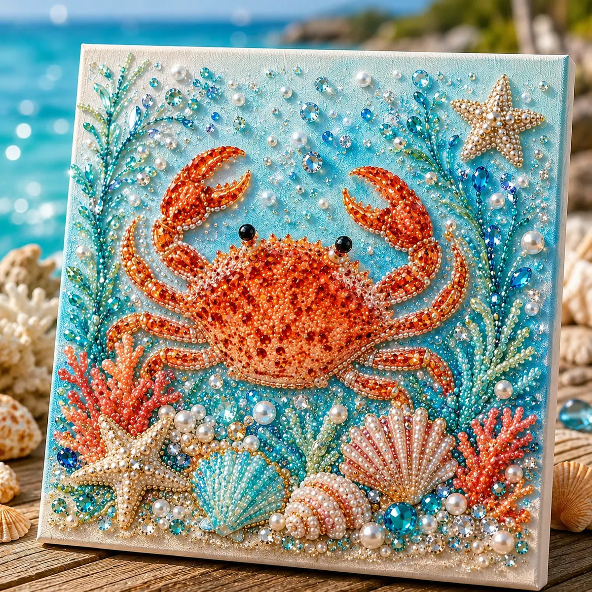 🔥🔥Buy 3 Get 1 Free🌊✨ Ocean Theme Pearl Art DIY Kit – Relaxing DIY Craft to Create Stunning Coastal Artwork
