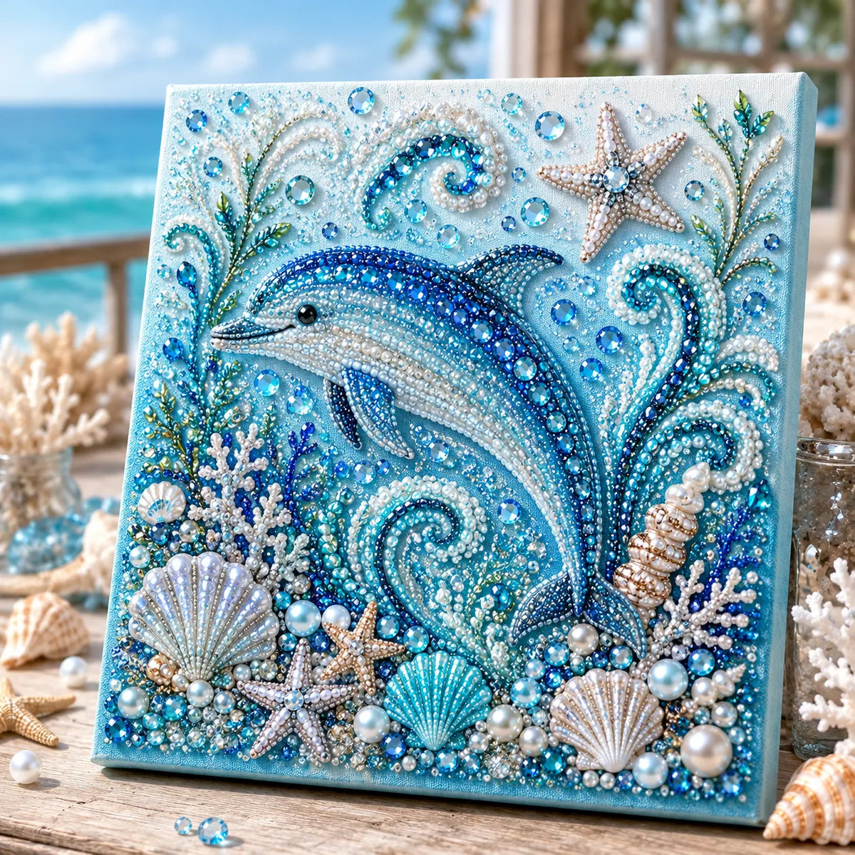 🔥🔥Buy 3 Get 1 Free🌊✨ Ocean Theme Pearl Art DIY Kit – Relaxing DIY Craft to Create Stunning Coastal Artwork