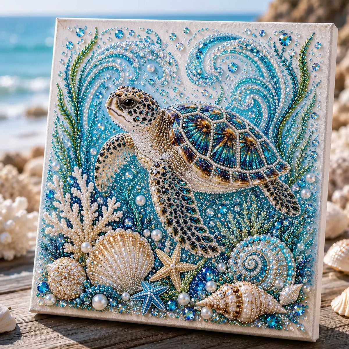 🔥🔥Buy 3 Get 1 Free🌊✨ Ocean Theme Pearl Art DIY Kit – Relaxing DIY Craft to Create Stunning Coastal Artwork