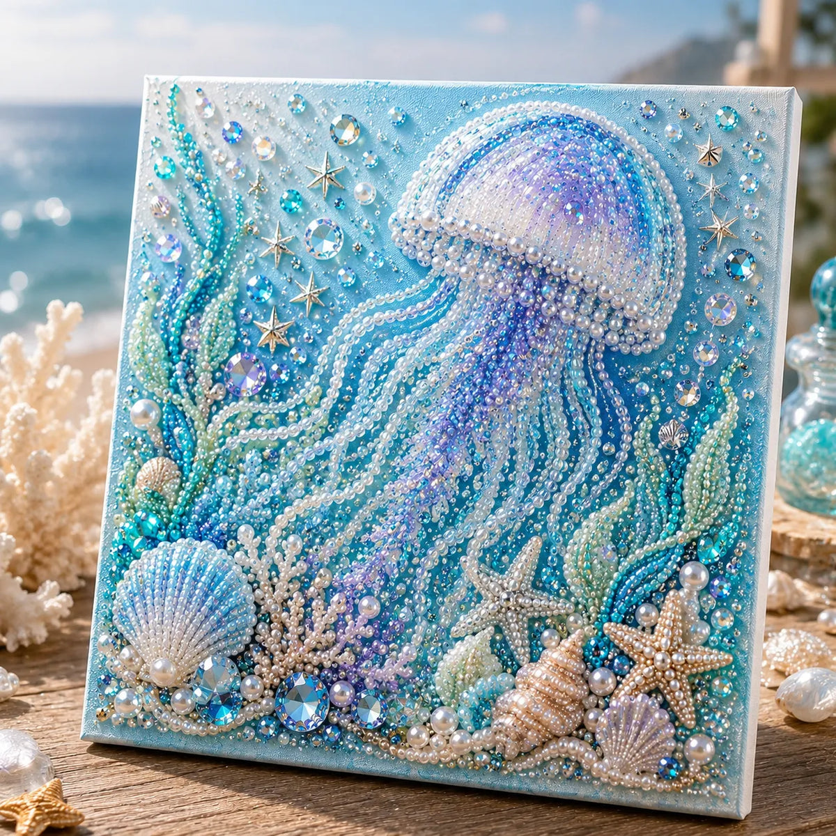 🔥🔥Buy 3 Get 1 Free🌊✨ Ocean Theme Pearl Art DIY Kit – Relaxing DIY Craft to Create Stunning Coastal Artwork